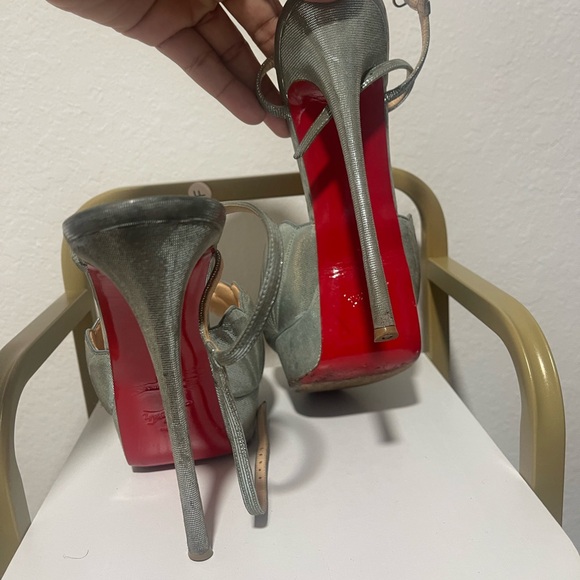 CHRISTIAN LOUBOUTIN Green/Metallic Botticella Alta 150 Sandal - Picture 5 of 5